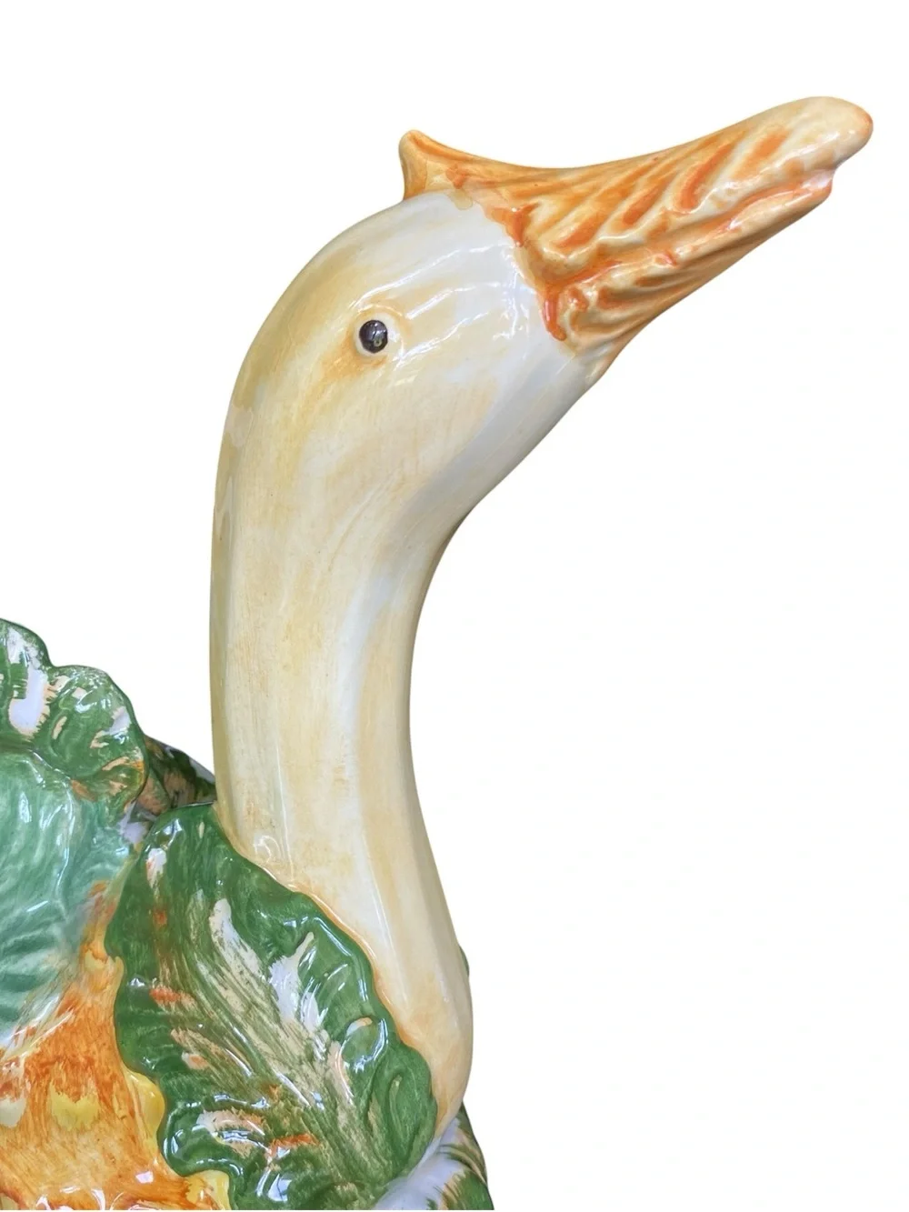 Vintage Vietri Italy Goose Cabbage Tureen Majolica Botanical Kitsch